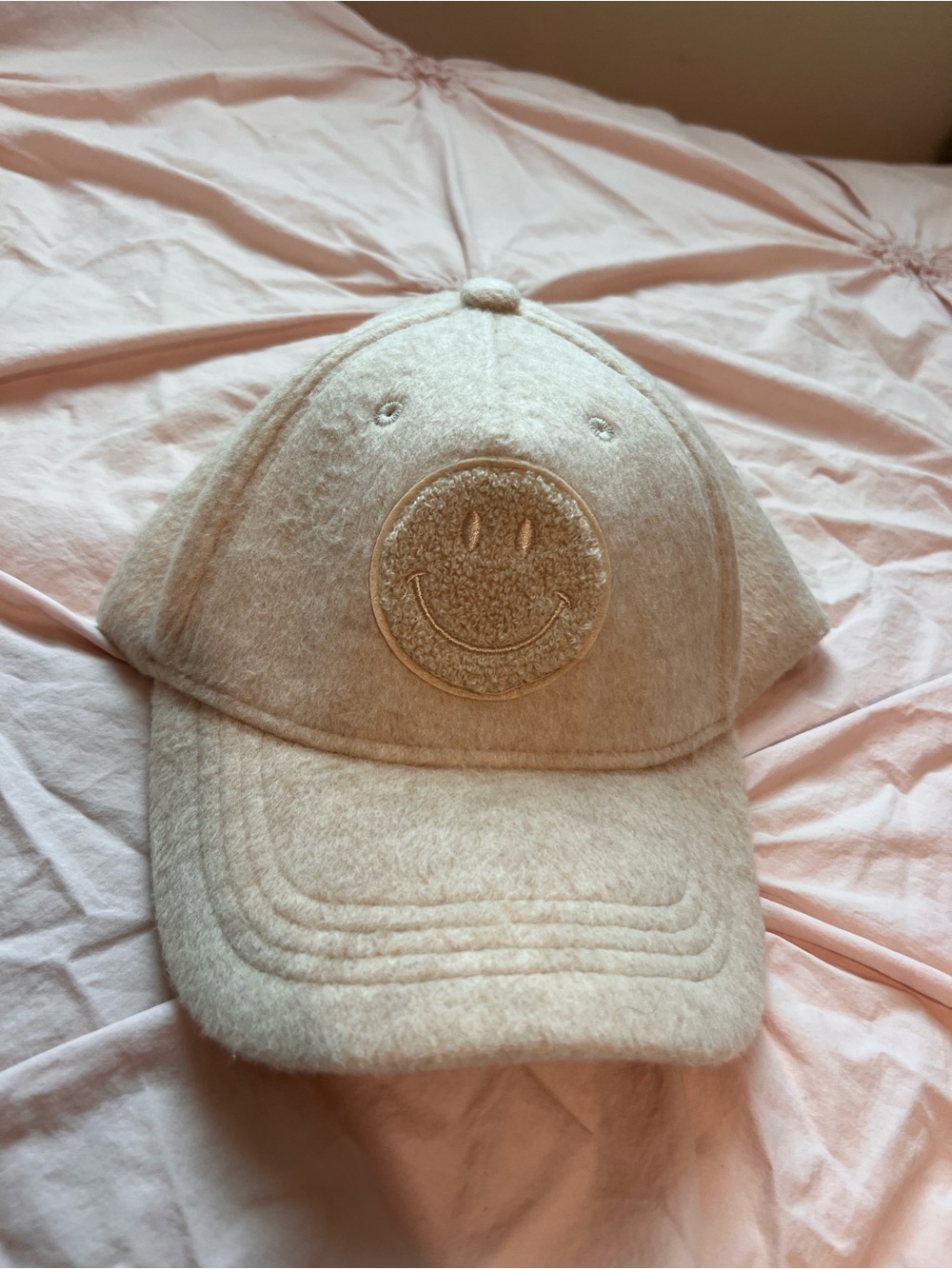 Steve Madden Cream Smiley Wool-Blend Baseball Cap